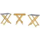 Erst-Holz Klappbarer Gartenstuhl Buche Natur Stoff blau-weiß V-10-216N-17,