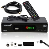 Premiumx FTA 540T Full HD Digitaler DVB-T2 terrestrischer TV Receiver H.265 HEVC | USB Mediaplayer SCART HDMI Antennenkabel | Auto Installation