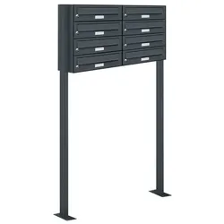 AL BRIEFKASTENSYSTEME Briefkasten, Parteien: 8, BxHxT: 84,6 x 150 x 27,5 cm - grau