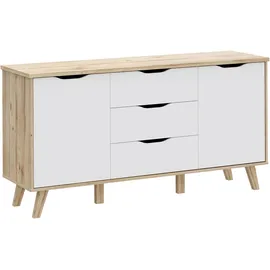 Forte Sideboard 149,1 x 76,7 x 42 cm Planked Eiche / Weiß
