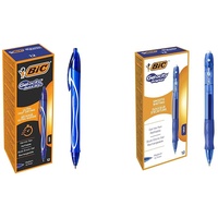 BIC Gel-ocity Quick Dry Tintenroller, Gelstifte in Blau & BIC Gel-ocity Original Tintenroller, Gelstifte in Blau, Strichstärke Medium, Nachfüllbar, 12er Pack