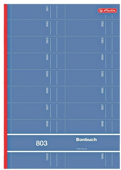 Bonbuch »803« A4, 1000 Abrisse mehrfarbig, Herlitz, 20.9x29.7 cm