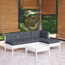 vidaXL Garten-Lounge-Set 5-tlg. weiß Kiefernholz