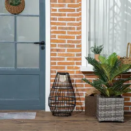 Outsunny Solarleuchte Stahl/Rattan schwarz