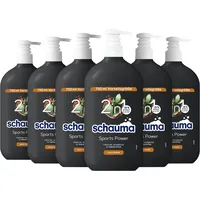 Schauma Schwarzkopf for Men Sports Power Shampoo (6x 750 ml) Kräftigungsshampoo, 2in1 Formel zum waschen von Haar und Körper, Erlebe mit Carnitin-T & Protein den Frische-Kick