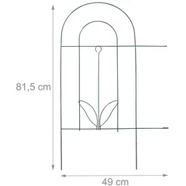 Relaxdays Beetzaun, 5-teilige Beetumrandung für Garten, Dekozaun aus Metall, zum Stecken, HxB: 62 x 244 cm, grün