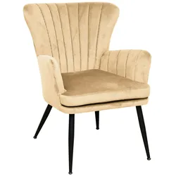 SVITA SANSA Sessel Wohnzimmer Cordbezug Lesesessel modern Polsterstuhl mit Armlehne Loungesessel Beige