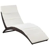 furnicato Klappbare Sonnenliege mit Auflage Poly Rattan Braun,