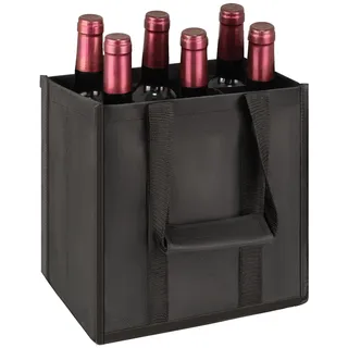 Ancable Flaschentasche 6 Fächer, Flaschenträger Flaschenkorb 27x27x18cm, Getränketasche aus Oxford Stoff für 1,5L Flaschen, Faltbarer Flaschen Organizer mit Trennwänden für Wasserflaschen Wein Bier