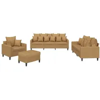 VidaXL 4-tlg. Sofagarnitur mit Kissen Braun Samt
