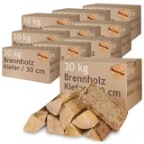 Kiefer Brennholz Kaminholz 5-500 kg Holz Für Ofen und Kamin Kaminofen Feuerschale Grill Flameup Feuerholz 30 cm Holzscheite Wood Kammergetrocknet, Menge:300 kg