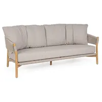 BIZZOTTO Gartensofa Garita aus Teakholz, modern skandinavisch, beige, abnehmbarer wasserabweisender Bezug, 2–3 Sitzplätze