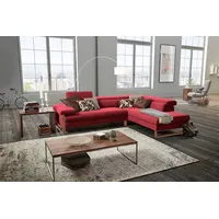 W.SCHILLIG Ecksofa finn, Designsofa mit tollem Sitzkomfort, bequem, L-Form, German Design Award 2016, Fußgestell Nussbaum natur, Breite 281 cm rot