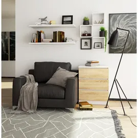Akord Kommode 60 x 77 x 40 cm Weiß / Sonoma Eiche