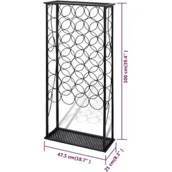 Flaschenregal für 28 Flaschen Metall  | vidaXL : Farbe - Schwarz