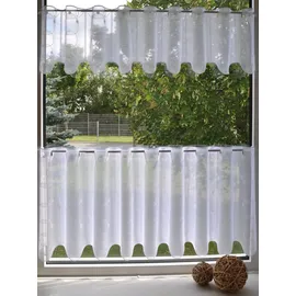 Stickereien Plauen Scheibengardine STICKEREIEN PLAUEN "Punta" Gr. 1, weiß, B:95cm H:30cm, Voile, Polyester, Gardinen