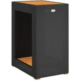 vidaXL Garten-Beistelltisch mit Holzplatte Schwarz Poly Rattan
