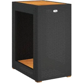 vidaXL Garten-Beistelltisch mit Holzplatte Schwarz Poly Rattan