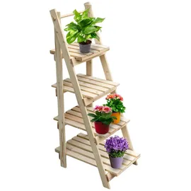 holz4home Pflanzleiter mit 4 Ablagen 52,5 x 109 x 35 cm Hell