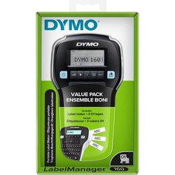 Dymo LabelManager 160 Value mit 3 -Bänder AZERTY, Beschriftungsgerät, Schwarz