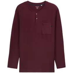 TOM TAILOR Herren Plus Size - Henley Langarmshirt, rot, Uni, Gr. 4XL