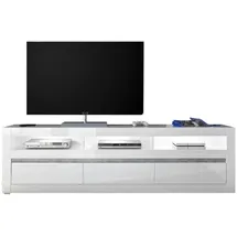 furn.design Tv-Lowboard, weiß Hochglanz, grau Holzwerkstoff, Nachbildung, Uni, 3 Schubladen, 217x63x42 cm, Wohnzimmer, Wohnwände, Lowboards, Lowboards stehend