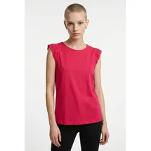 Vero Moda T-Shirt VERO MODA "VMEMILY SL GATHERING TOP JRS NOOS", Damen, Gr. XL, pink (jazzy), Jersey, Obermaterial: 100% Baumwolle, regular fit hüftlang, Rundhals, Flügelärmel Spitze, Shirts T-Shirt, Baumwolle, regular fit, Spitze