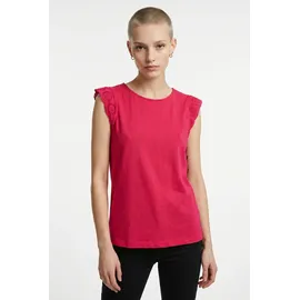 Vero Moda T-Shirt VERO MODA "VMEMILY SL GATHERING TOP JRS NOOS", Damen, Gr. XL, pink (jazzy), Jersey, Obermaterial: 100% Baumwolle, regular fit hüftlang, Rundhals, Flügelärmel Spitze, Shirts T-Shirt, Baumwolle, regular fit, Spitze