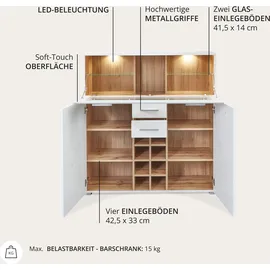 Innostyle Barschrank Fun Plus 120 x 129 x 37 cm Weiß/Braun