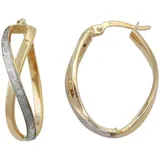 GALLAY Creolen 26x7mm bicolor mattiert 9Kt GOLD