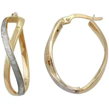GALLAY Creolen 26x7mm bicolor mattiert 9Kt GOLD