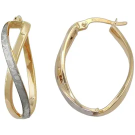 GALLAY Creolen 26x7mm bicolor mattiert 9Kt GOLD