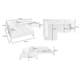 KAWOLA Sofa NELSON Ecksofa Leder olivgrün mit motorischem Sitzvorzug und Hocker Recamiere links