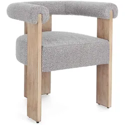 Esszimmerstuhl Agape aus Boucle, Grau / Natur