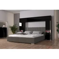 ROYAL24_MARKT Schlafzimmer-Set - Bett mit Panama Schränken, (Komplett Set, 7-St., Premium - Panama 12), Eine Kombination aus Qualität – für vollen Komfort. schwarz
