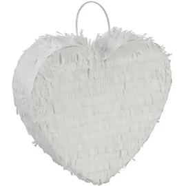 Relaxdays Pinata Herz-Form 25 cm x 30 cm x 7,5 cm Weiß