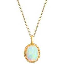 Elli Halskette Synthetischer Opal Oval Vintage 925er Silber 45 Damen 