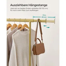 Songmics Kleiderständer Rollbar mit Ausziehbarer Stange 161,5 x 132 x 45 cm Gold
