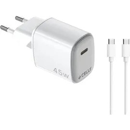 CELLY UPTC1USBC45WCTC, Drinnen, AC, USB, 2 m, Weiß - Weiß