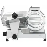 H.Koenig Elektrische Schinken-, Fleisch-, Wurst-, Aufschnittmaschine MSX220, professionell, präzise, Schnittstärke 0-12 mm, italienische Klinge 20 cm, eingebauter Schärfer, breite Platte, 282 rpm