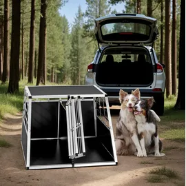 Tectake Hundetransportbox doppel 90,00 cm x 69,50 cm Schwarz