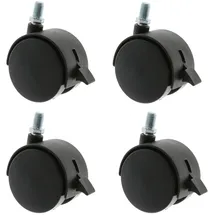 MS Beschläge Kunststoffrolle Schwarz Lenkrolle Möbelrolle Möbeltransportrolle Ø40mm 4er Pack