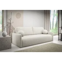 Compleo Schlafsofa kleine mit Bettkasten STYLO, Polstersofa, Breite: 206 cm, Modern Couch, Bouclé-Stoff beige