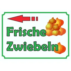 Verkaufsschild Schild Zwiebeln links A4 Rückseite selbstklebend