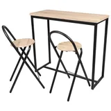 URBAN LIVING Bistro-Set Bistrotisch + 2 Barhocker klappbar 2er Set  braun/schwarz
