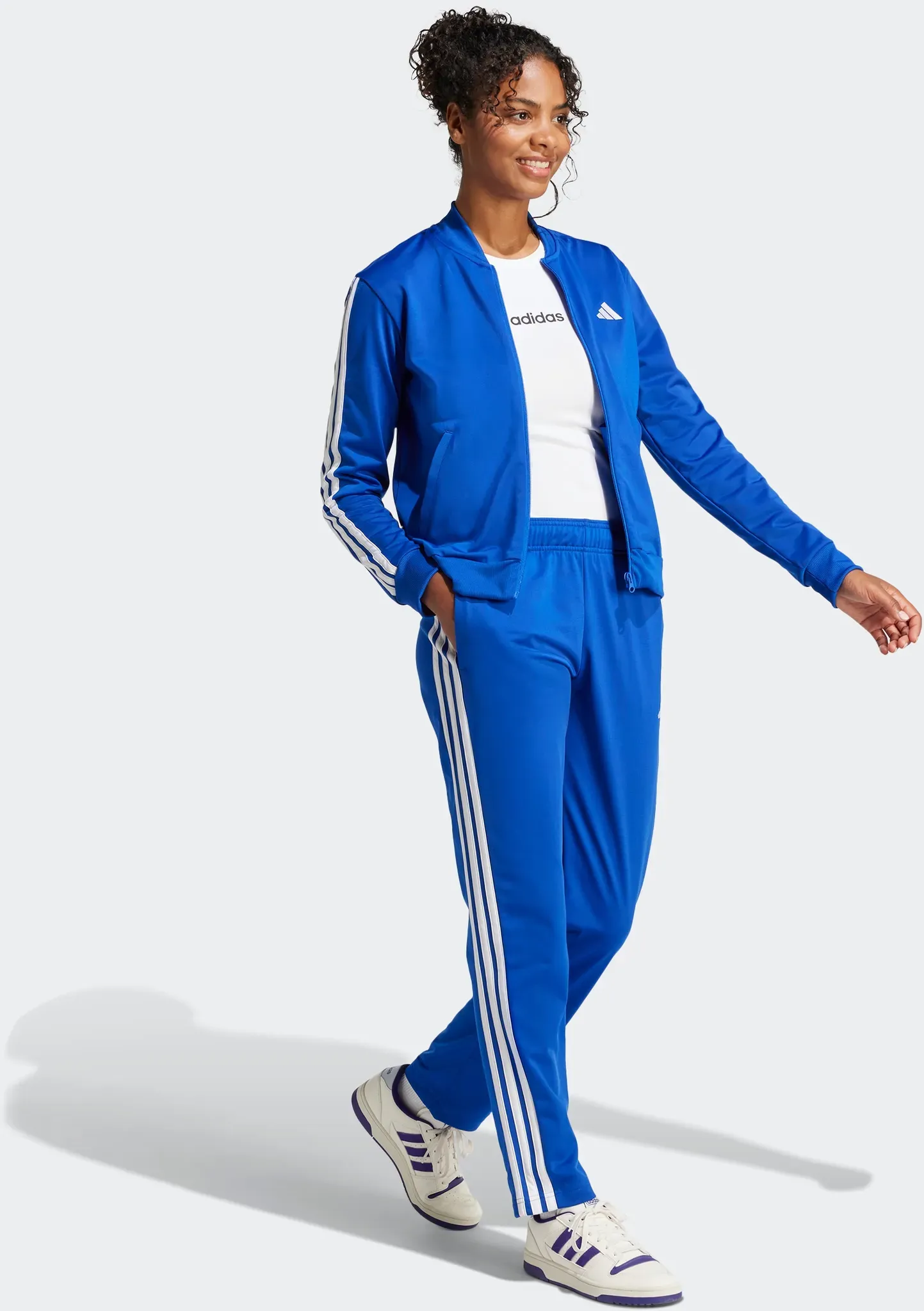 Trainingsanzug ADIDAS SPORTSWEAR "W 3S TR TS", Damen, Gr. XXL, blau (royal blau), Obermaterial: 100% Polyester, sportlich, Sportanzüge