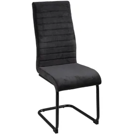 Home4You Schwingstühle 4er Set, Dunkelgrau - Schwarz - Cordbezug - Metall - 4er Set