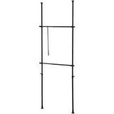 [en.casa] Teleskopgarderobe Schwarz Metall, 115x278x5 cm