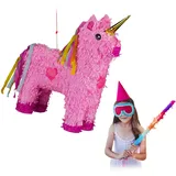 Relaxdays Piñata Einhorn 47 x 43 x 13 cm Rosa/Pink