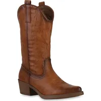 VAN HILL Cowboystiefel in Hellbraun